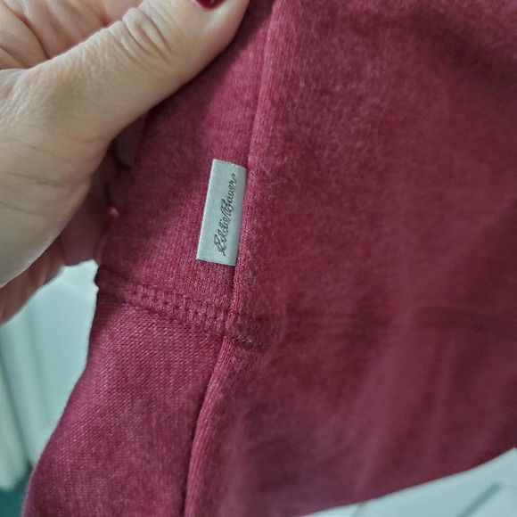 Eddie Bauer Camp Fleece Cardigan 2X Burgundy Soft Open Cozy Layering Casual Long - Picture 14 of 15